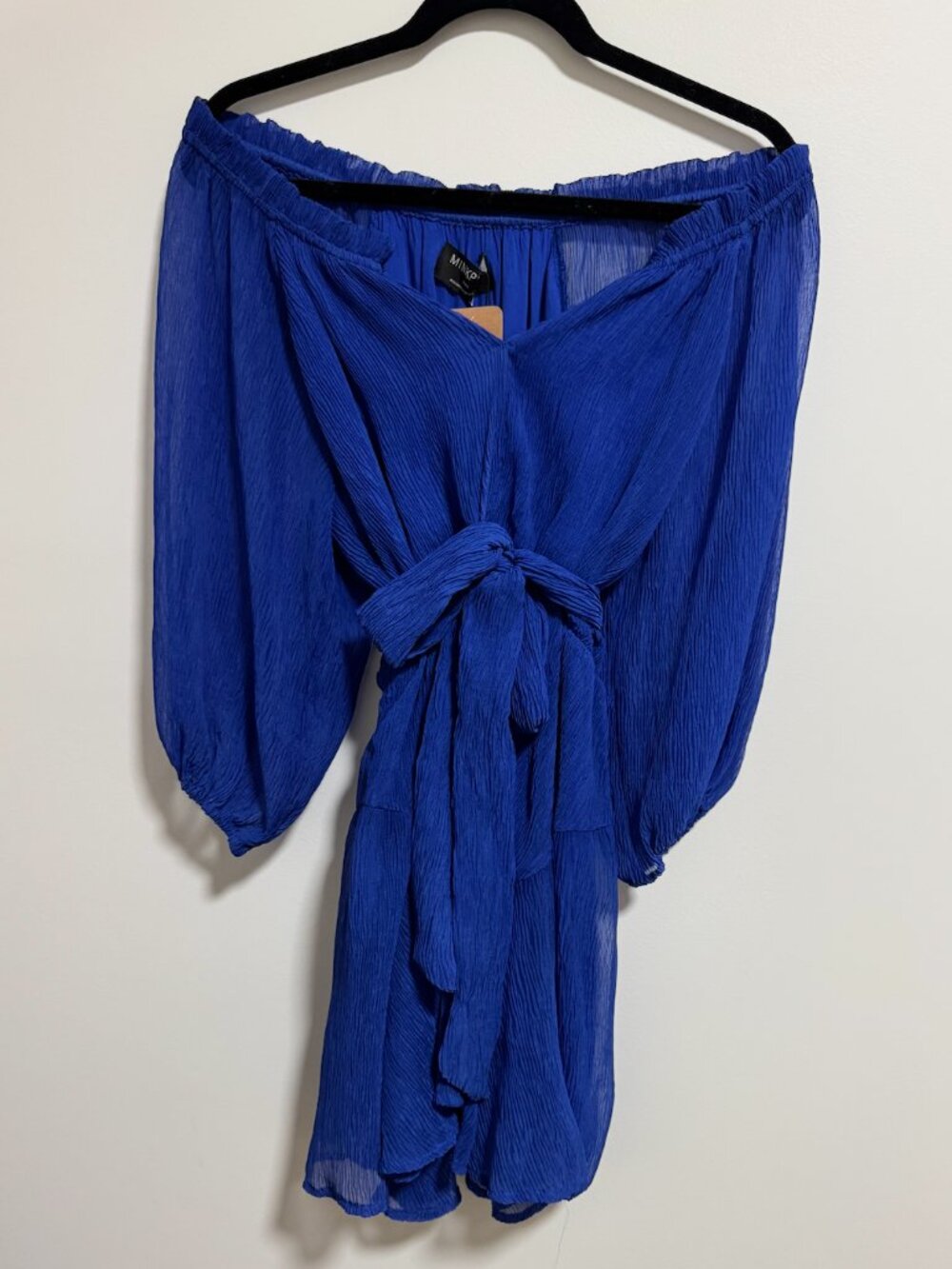 NWT MINKPINK Lily Sapphire Blue Puff Sleeve Mini Dress Size S